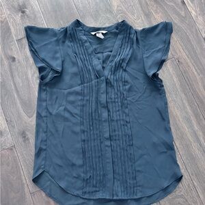 H&M Blue Pleated Blouse